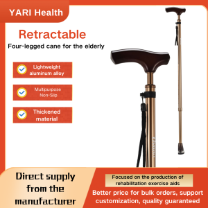 YaRi Aluminum Alloy Cane for Elderly, Non-Slip, Lightweight, Telescopic Walking Aid, Two-Section Telescopic Single-Point Narrow Neck Cane