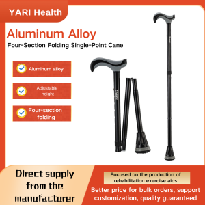 Ari folding cane for elderly, aluminum alloy, four-section single-point adjustable height, for people with disabilities