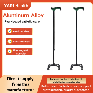 YaRi Four-Leg Cane Elderly Walking Stick Aluminum Alloy Lightweight Multi-Function Non-Slip Cane Thickened for Disabled